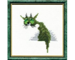Набор для вышивания арт.ЧМ-118 'Зеленый кот' СР 15х15 см