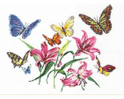 Набор для вышивания арт.ЧИ-42-05 (В-049) 'Лилии и бабочки' 32х26см