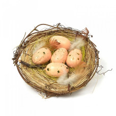 Гнездо с яйцами (трава, пластик) арт.Ц7.0443079, D15см
