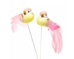 Набор птичек на вставке В14010-4ВС арт.Ц7.0442430, цв.розовый 13см уп.4шт