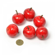 Набор яблок декоративных (пластик) HS1449-6D 10212 арт.Ц7.1471019, 3.5см цв.красный уп.6шт.