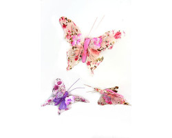Птички и насекомые бабочка на зажиме с блестками MIX 12см арт. ГС.SB.308.01