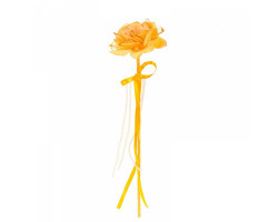 СЛ.309803 Цветок-конфетница для букетов 'Роза' желтая с бусами
