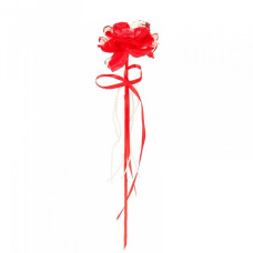 СЛ.309806 Цветок-конфетница для букетов 'Роза' красная с бусами