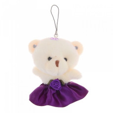 СЛ.331048 Мягкая игрушка-подвеска 'Мишка' юбочка с розой цв.темно-фиолетовый