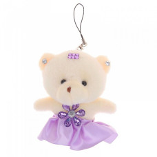 СЛ.331049 Мягкая игрушка-подвеска 'Мишка' юбочка с цветком цв.сиреневый