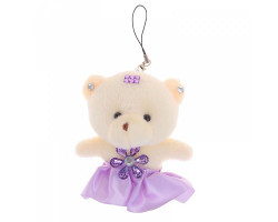 СЛ.331049 Мягкая игрушка-подвеска 'Мишка' юбочка с цветком цв.сиреневый