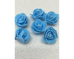 Цветочек 'Розочка' из фоамирана цв.голубой 30мм уп.10шт