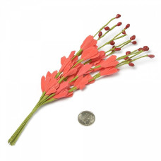 Веточка декоративная, букетик С-2008 цветочек-фоамиран арт.КЛ.22844 цв. красный 22см