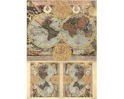 Рисовая карта для декупажа арт.AM400147 'Старинная карта мира №5'21х29 см