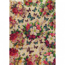 Рисовая карта для декупажа арт.MIX.AM400271 'Цветы и бабочки в винтажном стиле' 21х30см