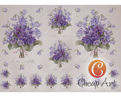 Декупажная карта арт.CH.00741 'Les violettes мини', формат А4
