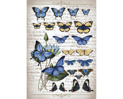 Рисовая бумага для декупажа арт.CP00559 'Craft Premier', А3, 25г/м, 'Коллекция бабочек'