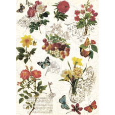 Рисовая бумага для декупажа арт.СР04211 'Бабочки - цветочки' 28,2х38,4см