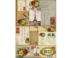 Декупажная карта Vintage Design арт.S-061 'Париж на письмах' формат А4