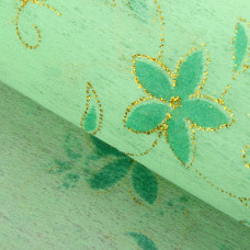 СЛ.826519 Флизелин с рисунком 'Цветочная полянка' светло-зелёный 60*60см
