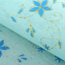 СЛ.826520 Флизелин с рисунком 'Цветочная полянка' голубой 60*60см