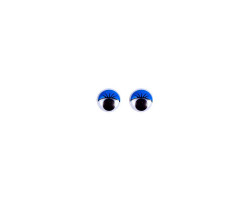 Глаза бегающие клеевые с ресницами TBY 6мм цв.синий упак 200шт.