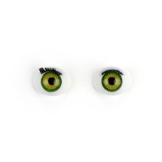 Глаза с ресничками овальные 12мм цв.зеленый