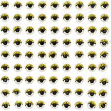 Глазки клеевые арт.КЛ.7-12103 цв.желтые,черный зрачок, реснички уп.120шт