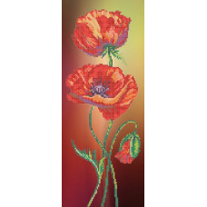 Рисунок на ткани для вышивания бисером 'КАРТИНЫ БИСЕРОМ' арт.S-002 Маковый цвет 40х16 см