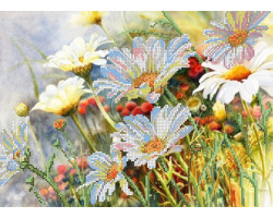 Рисунок на ткани для вышивания бисером 'КАРТИНЫ БИСЕРОМ' арт.S-035 Полевые цветы 36х26 см