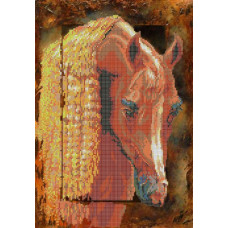 Рисунок на ткани для вышивания бисером 'КАРТИНЫ БИСЕРОМ' арт.S-048 Рыжий конь 37х26 см