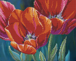 Рисунок на ткани для вышивания бисером 'КАРТИНЫ БИСЕРОМ' арт.S-094 Тюльпаны 27х22 см
