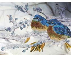 Рисунок на ткани для вышивания бисером 'КАРТИНЫ БИСЕРОМ' арт.S-115 Зимнии птицы 34,5х25,5 см