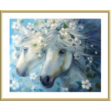 Набор 'Колор Кит' картина по номерам арт.КК.CG626 Белые лошади 40х50