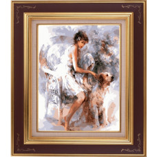 Набор 'Колор Кит' картина по номерам арт.КК.CG649 Девушка с собакой 40х50