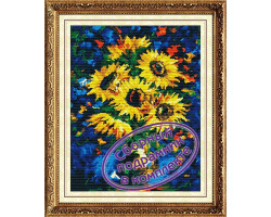 Набор 'Колор Кит' мозаичная картина с подрамником арт.КК.MO019 Подсолнухи в ночи 40х50