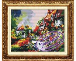 Набор 'Колор Кит' мозаичная картина с подрамником арт.КК.MO034 Фонтан у дома 40х50