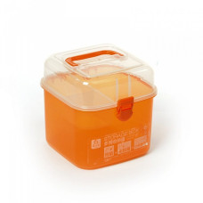 Контейнер для мелочей 2611 пластиковый арт.КЛ22636 цв.оранжевый 15х15х16см