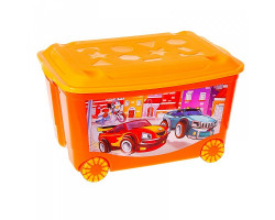 СЛ.845203 Ящик для игрушек на колесах с аппликацией. Цвет: оранжевый 4313809