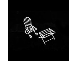 Металлические чайный столик и кресло белые арт.SCB271024 Стол:6*4см Кресло:4*7.5см