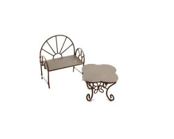 Металлические мини столик-ромашка и кресло коричневые арт.SCB271023 Стол:5.5*4.5см Кресло:5*6.5см