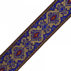 Лента отделочная жаккардовая арт.00361 шир. 50мм цв.1 синий/золото