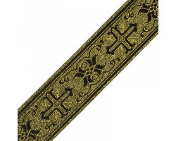 Лента отделочная жаккардовая (галун православный) арт.0390 шир.50мм уп.5 м цв.черный/золото