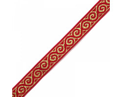 Лента отделочная жаккардовая арт.с1856г17 рис.8681 с метанитом шир. 18мм цв. красный в ассортименте