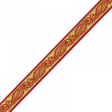 Лента отделочная жаккардовая (галун православный) арт.с2847г17 рис.6433 'Лилия' шир. 18мм цв.красный