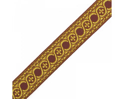 Лента отделочная жаккардовая (галун православный) арт.с2848г17 рис.8999 'Горошина' шир. 24мм цв.борд