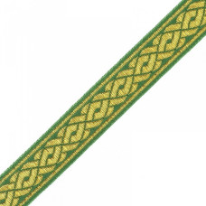 Лента отделочная жаккардовая (галун православный) арт.с2848г17 рис.9112 'Плетенка' шир. 24мм цв.зеле