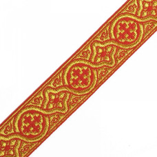 Лента отделочная жаккардовая (галун православный) арт.с2884г17 рис.8079 'Орнамент' шир. 30мм цв.крас