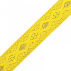 Лента отделочная жаккардовая (галун православный) арт.с2884г17 рис.9010 'Волна' шир. 32мм цв.желтый/