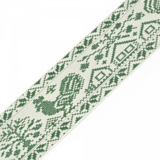 Лента 'Славянский орнамент. Оберег' арт.с3775г17 рис.9360 шир.50 мм Петух цв.зеленый-белый