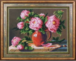 Набор для вышивания бисером арт.МК- Б054 'Розовые пионы' 38х28,5 см