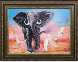 Набор для вышивания бисером арт.МК- Б293 'Африканский слон' 42х31 см