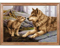 Рисунок на ткани арт.МК- КС034 'Волчица с волченком' 39х27 см