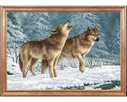 Рисунок на ткани арт.МК- КС039 'Волки на снегу' 39х27 см